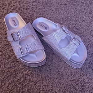 Silver bling platform slides